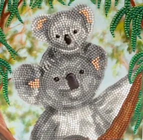 "Koala Cuddles" Crystal Art Card 18x18cm