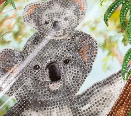 "Koala Cuddles" Crystal Art Card 18x18cm