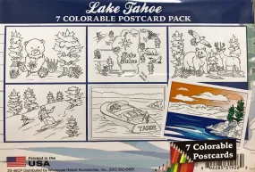 Souvenir Postcard Pack Colorable Scenes of Lake Tahoe, and Pencil Set