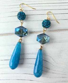 Teardrop Electroplate Earrings in Peacock