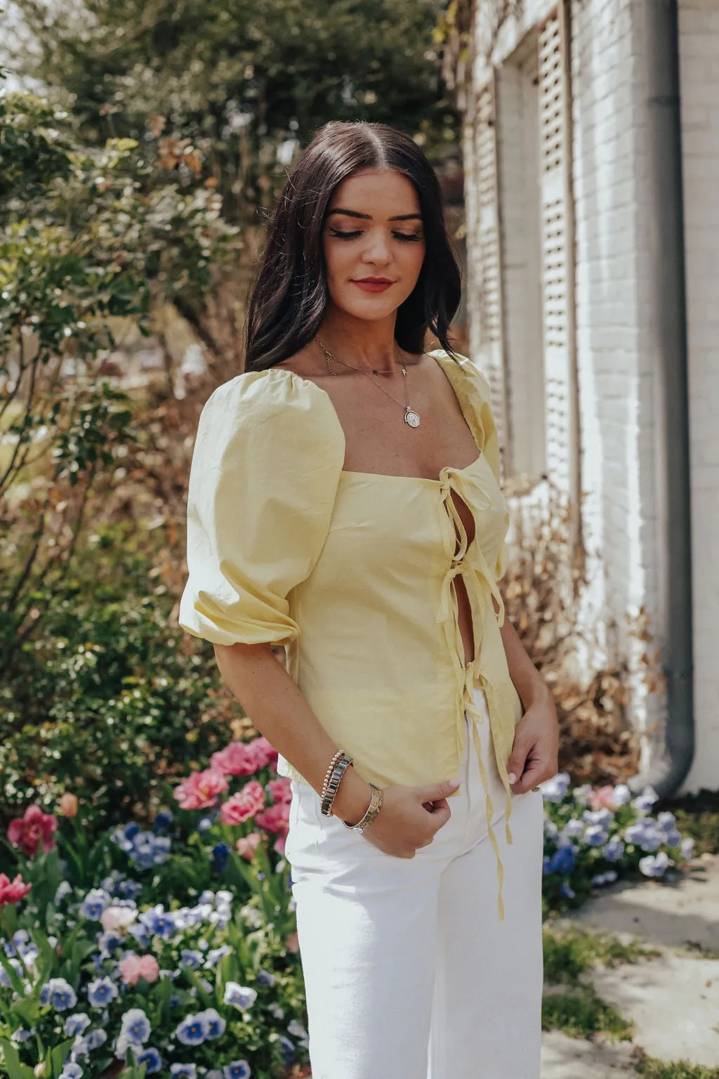 Yellow Front Tie Top